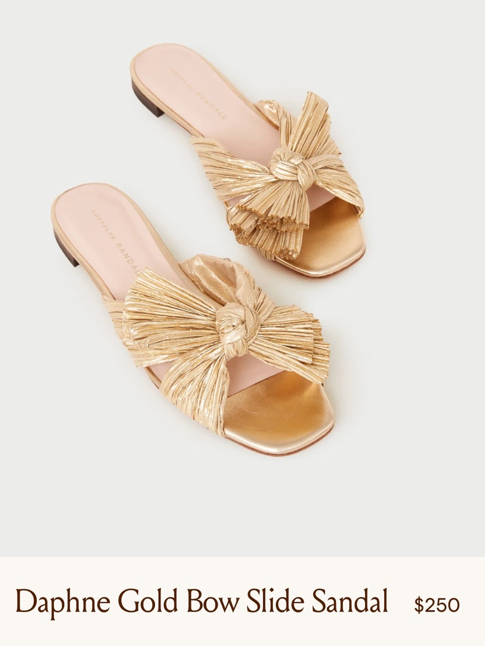 Loeffler Randall Daphne Gold Bow Slide Sandal NWOB